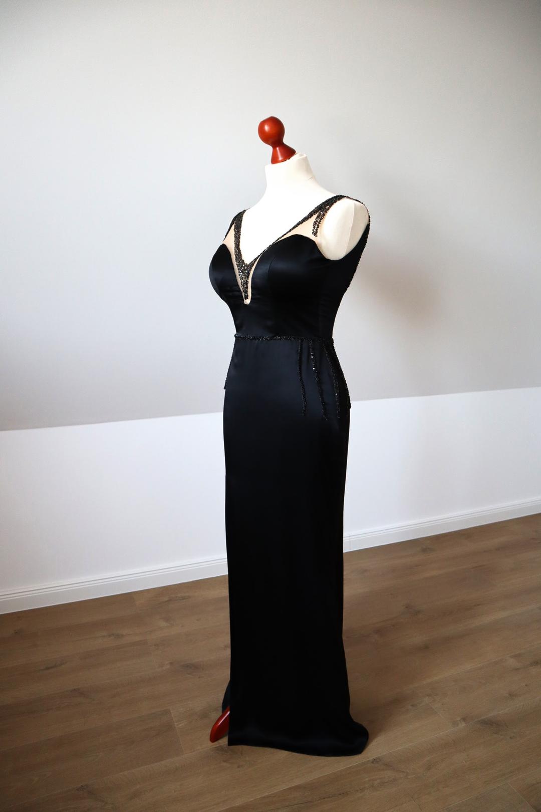 Aether Black Anemone Gown Side Left